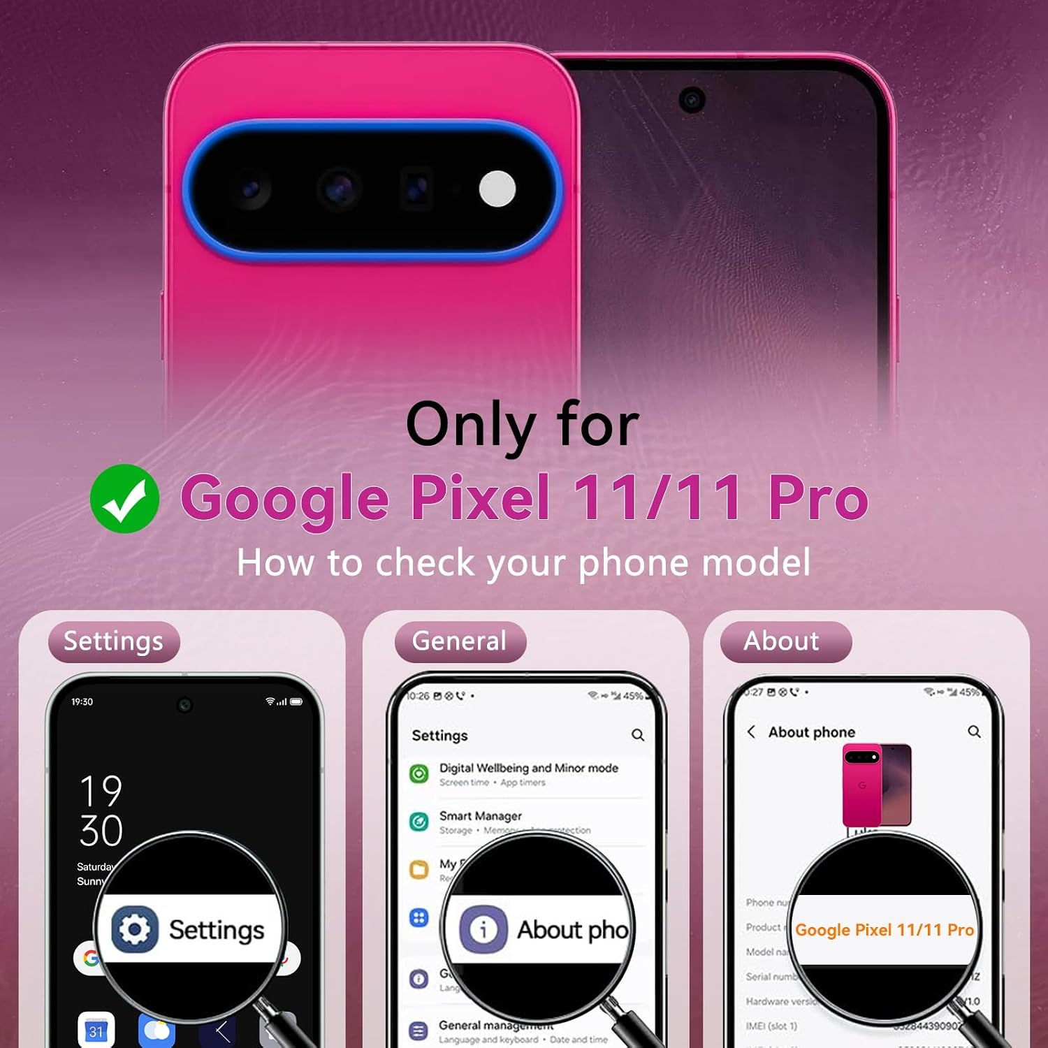 BENTOBEN Magnetic for Google Pixel 11/Pixe 11 Pro Clear Case Cherry Red image 3