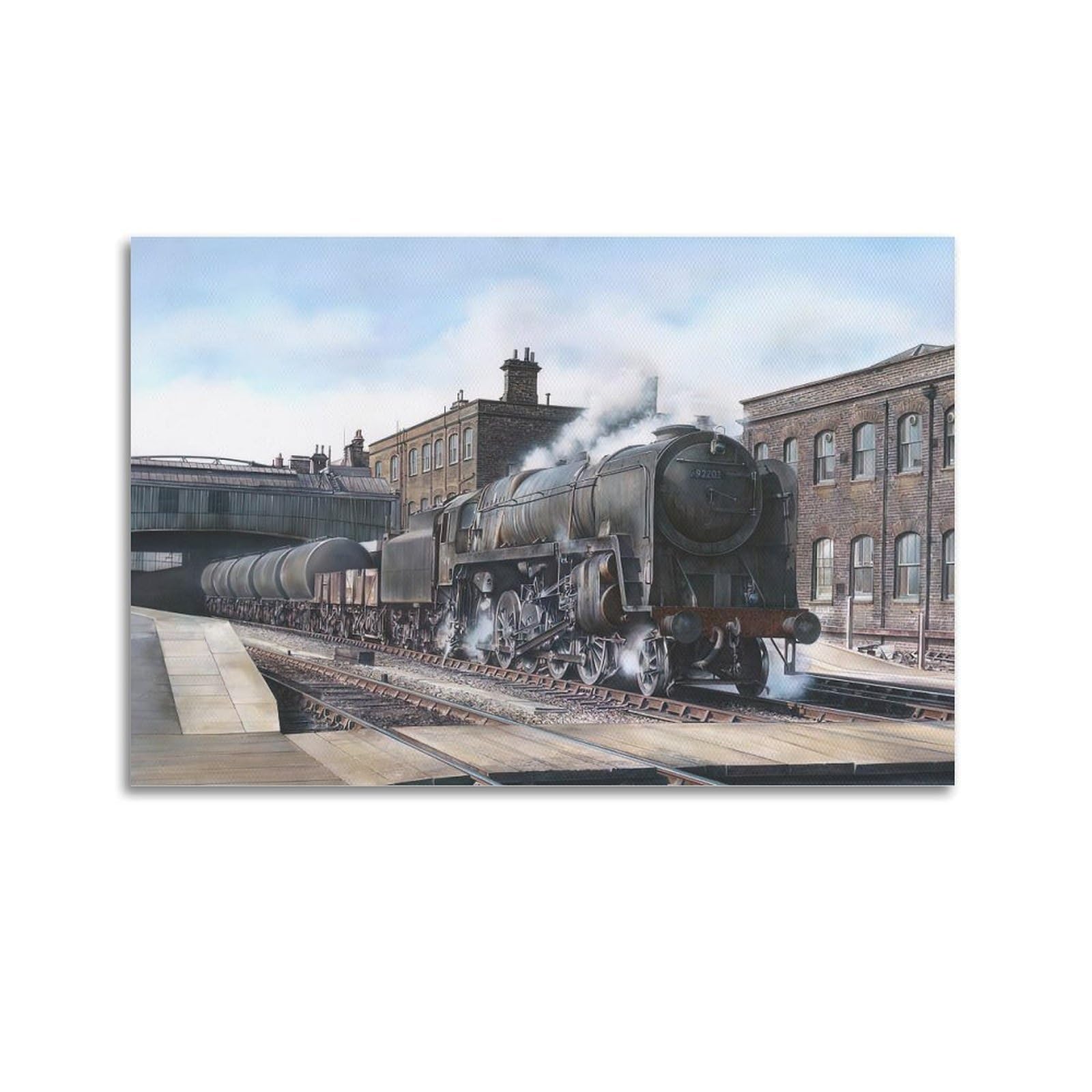 ZSZWHJ Vintage Transport Art Poster Steam Train Crossing Poster Decorative Painting Canvas Wall Posters And Art Picture Print Modern Family Bedroom Decor Posters 16x24inch(40x60cm)