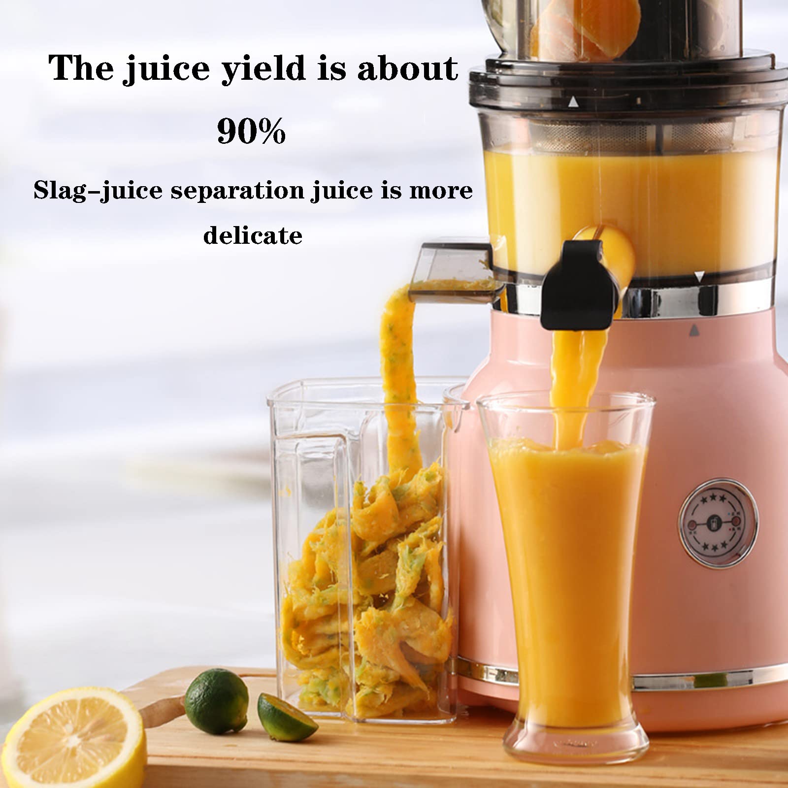 MIIKHI Juicer Machine Slow Juicer Masticating, Wide Groove Slow Juicer Spiral Cold Press Juicer, Easy To Clean Masticating Juicers for Vegetables Fruit (White)