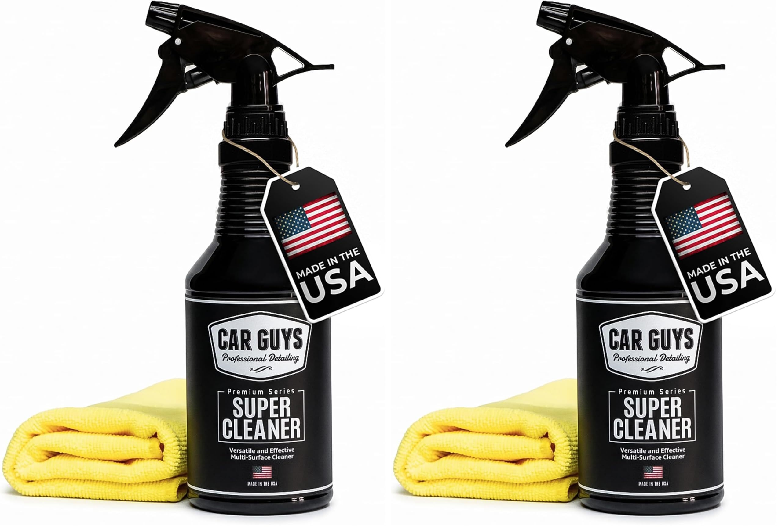 CarGuys Interior Car Cleaner for Tough Stains | Stain Remover for Car Seats, Carpet, Upholstery, &amp; Leather | 18 Oz Kit with Microfiber Towel (Pack of 2)