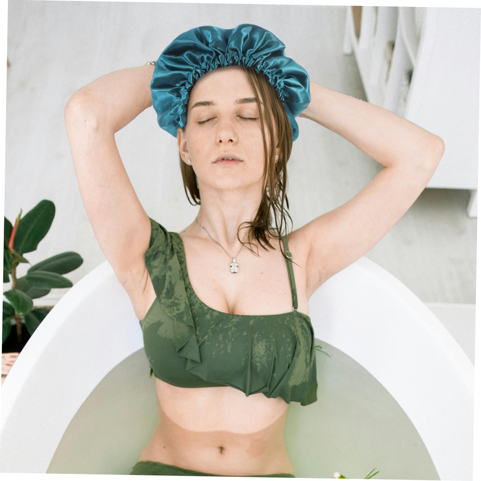 Beavorty 5 Gorros De Ducha Para Mujer Con Banda Elástica Reutilizables Para Cabello Rizado Cómodos Gorros De Baño Para Ducha.