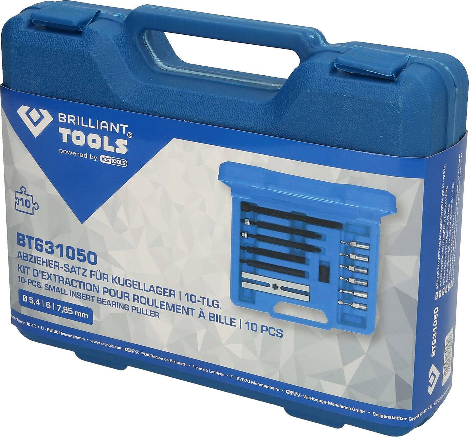 BRILLIANT TOOLS BT631050 Abzieher-Satz für Kugellager, 10-tlg [Powered by KS TOOLS] BT631050 Abzieher-Satz für Kugellager, 10-tlg. Mit Stabilem Blauen Transportkoffer