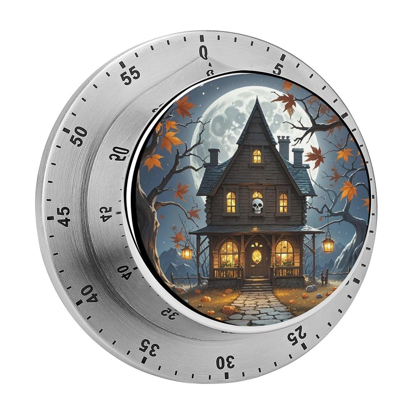 Skull Castle Fashion Visual Timers Wind Up 60 Minutes Desk Stainless Steel Magnetic Timer Countdown Clock No Batteries Loud Alarm for Kitchen Chef Cooking