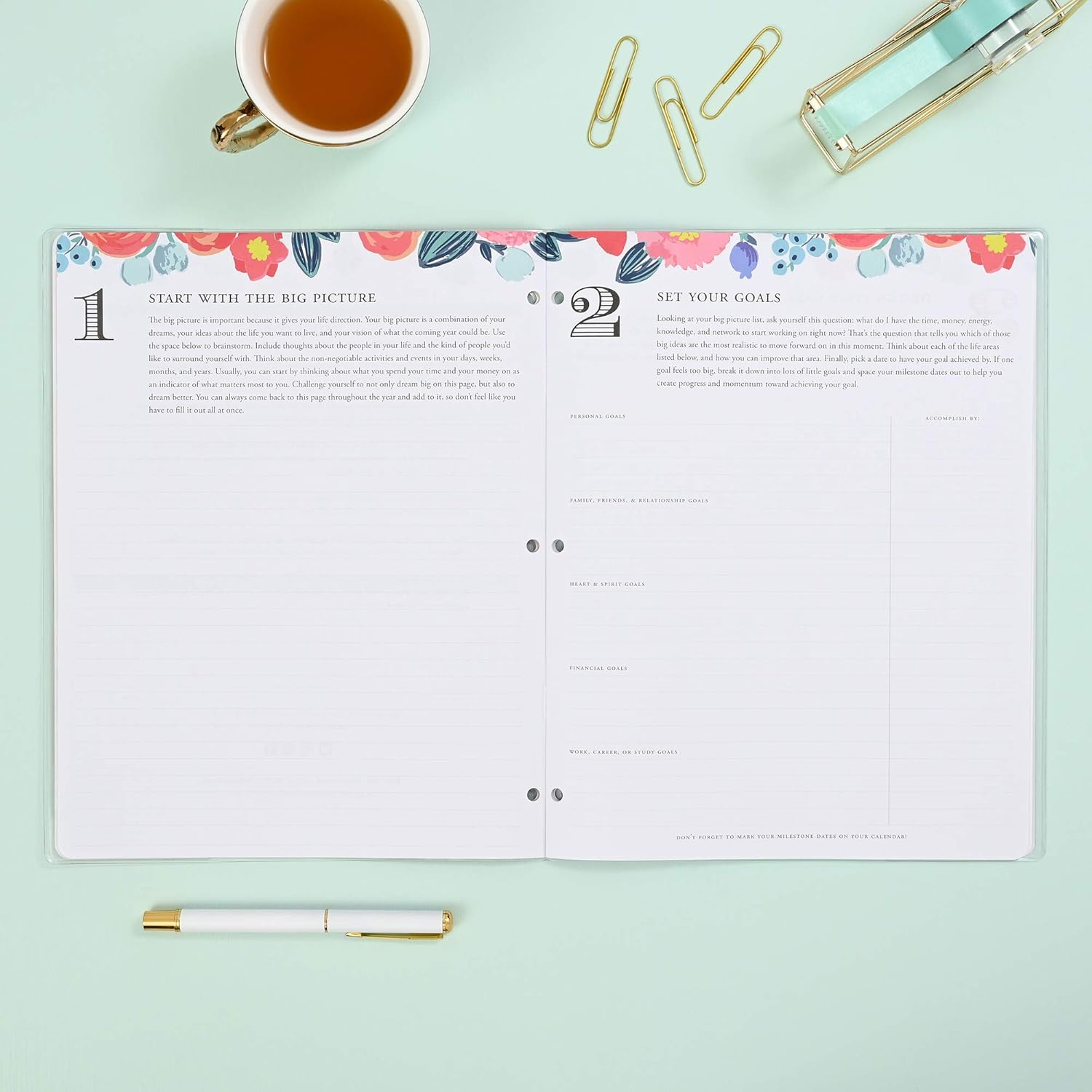 Day Designer for Blue Sky 2021-2022 Academic Year Monthly Planner, 8.5" x 11", Flexible Cover, Stapled Binding, Floral Sketch (132267) : Office Products