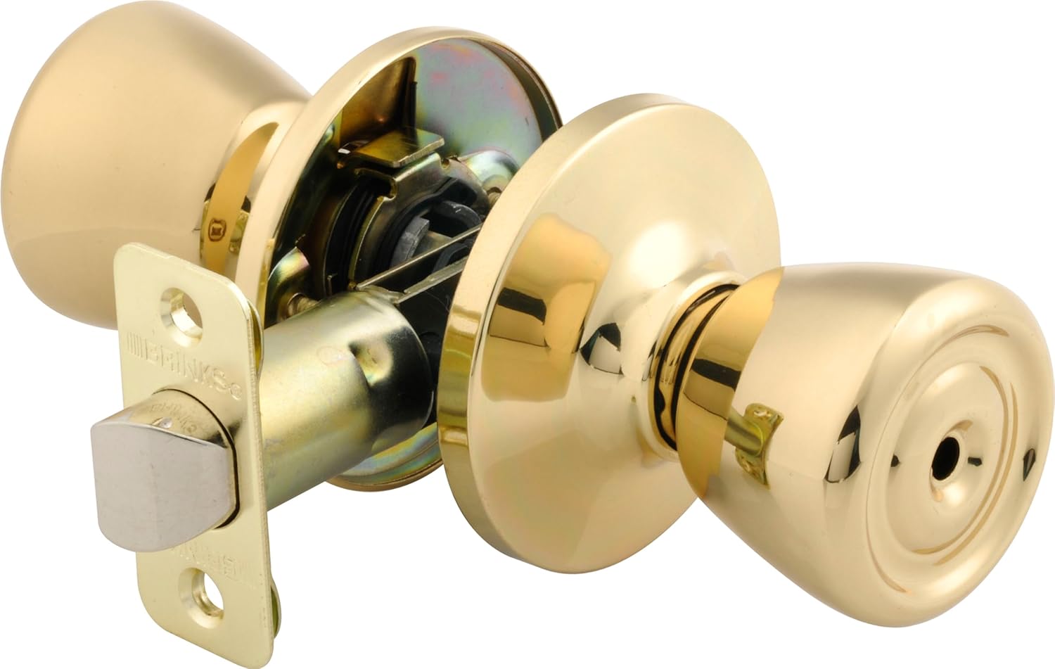 Brinks 2111-105 Tulip Style Door Knob with Privacy Key for Bedroom and Bath, Polished Brass