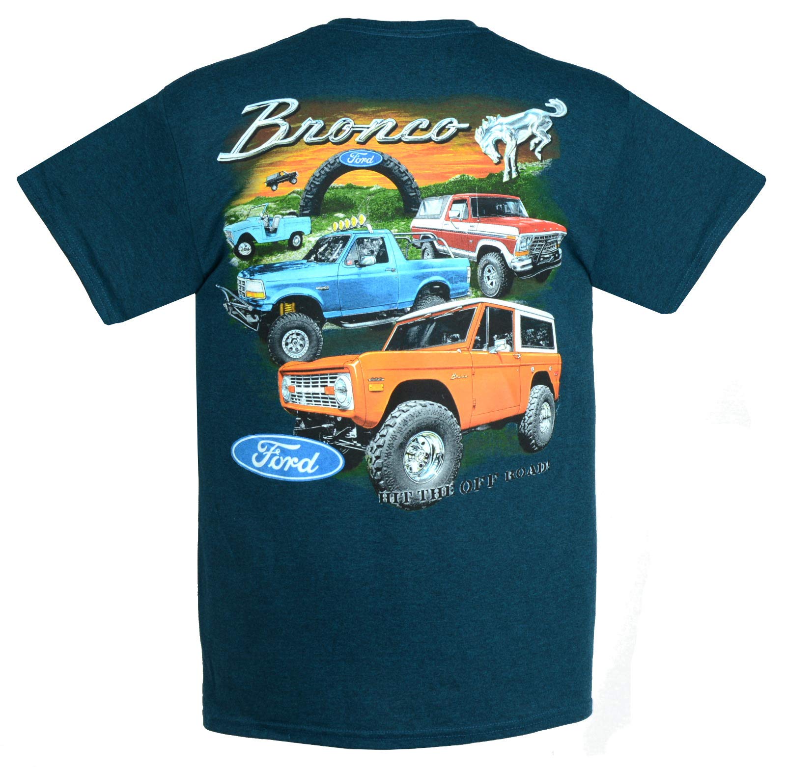 Hot Rod Apparel Company Ford Bronco T-Shirts 100% Cotton Preshrunk - Blue