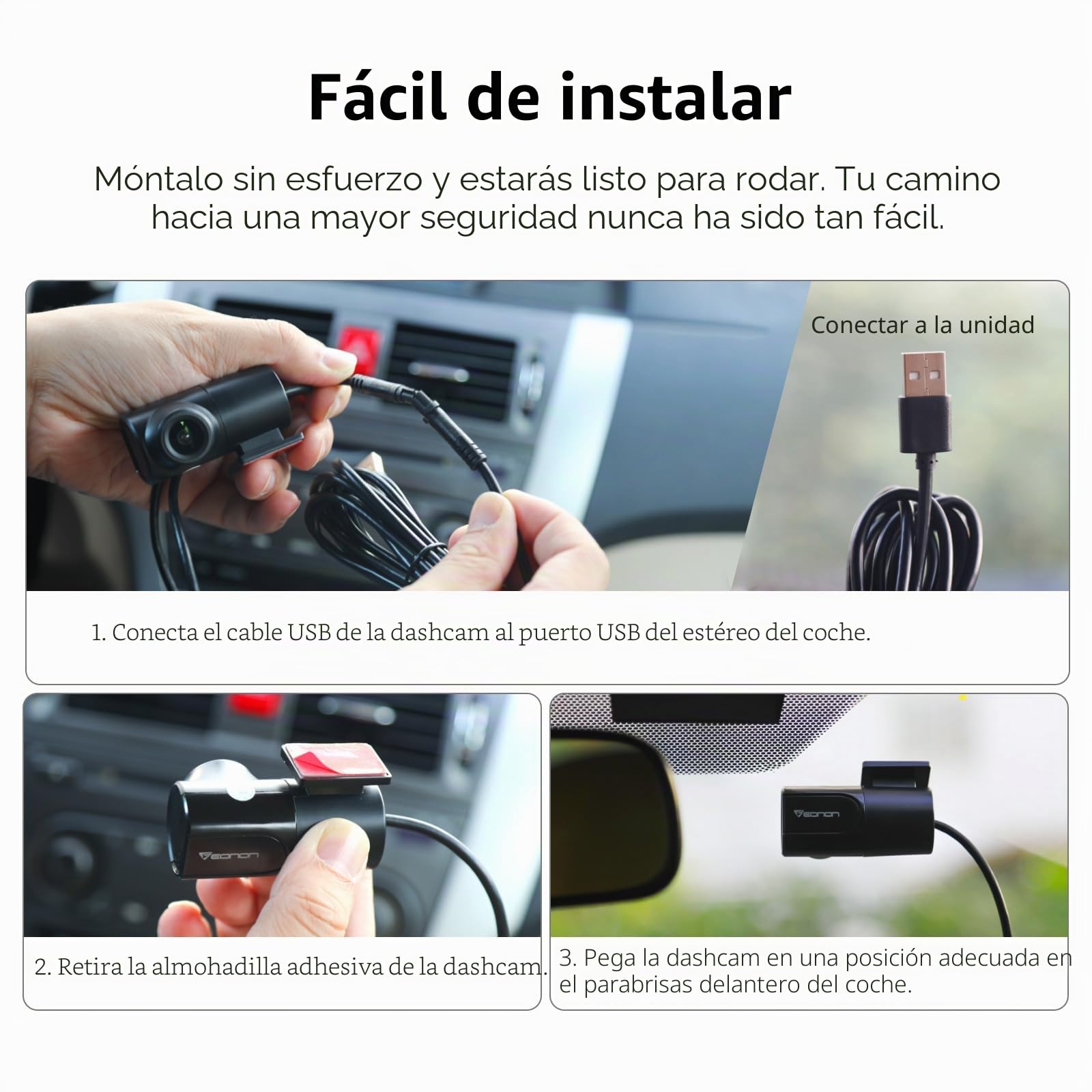 Eonon Cámara Frontal para radios Eonon Android Autoradios, Mini dashcam para Coche, 120° Gran Angular, 1280 × 720p A100