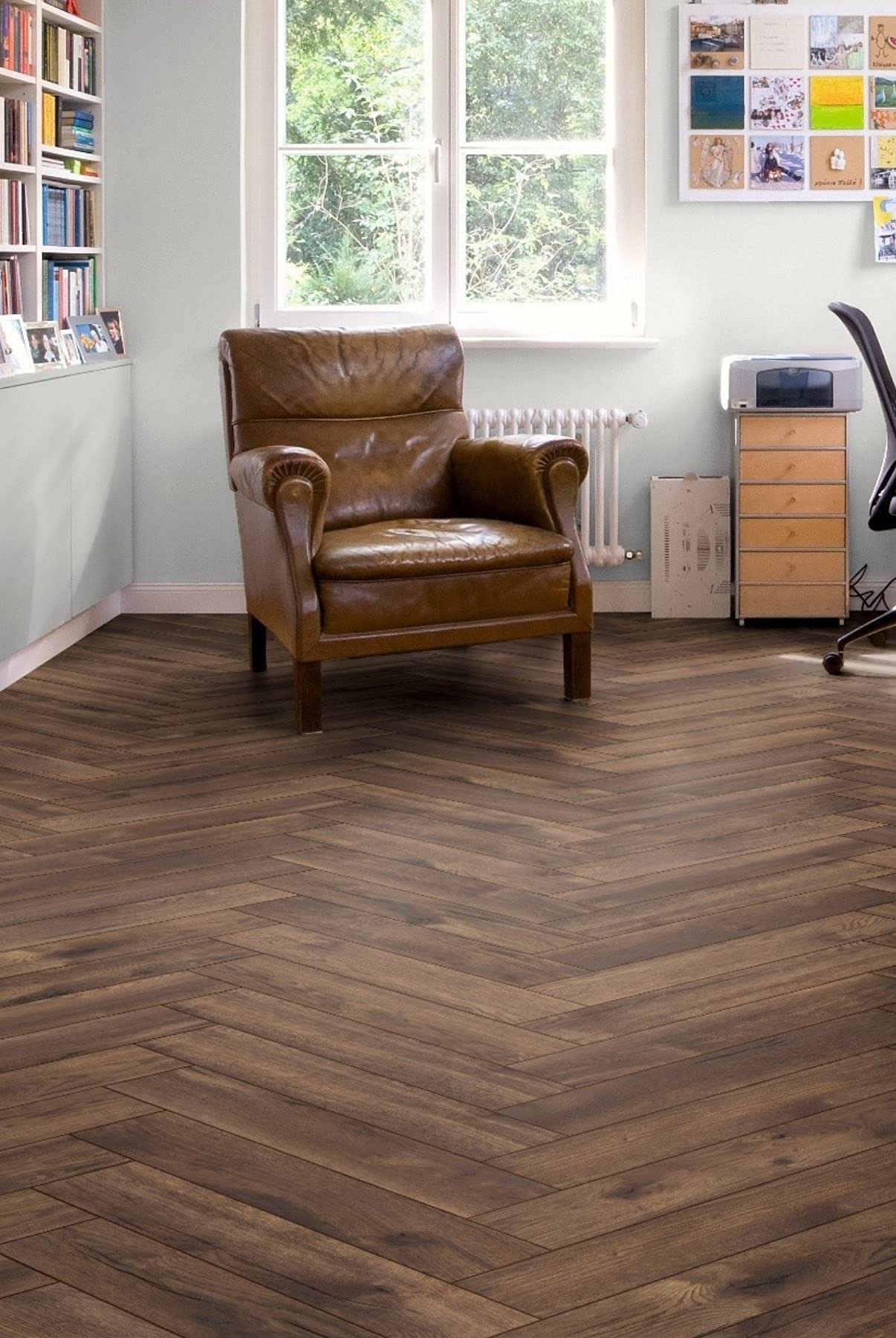 eXtreme Herringbone Laminate Flooring | 14Pcs Floor Tiles for Living Room, Hallways, and Kitchen | Durable, Slip-Resistant, and V-Grooved Floor Planks – Sovereign Oak