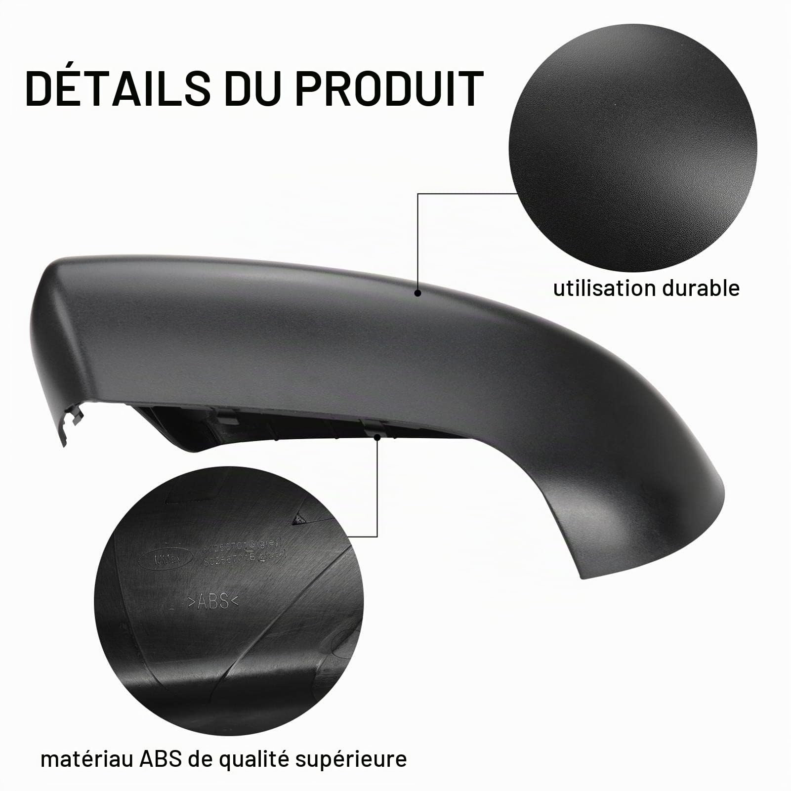 Paire de coques de rétroviseurs de remplacement pour Nissan Qashqai 2007-2014 Capuchon de boîtier de rétroviseur gauche et droit (Le noir) | Couvercle de Rétroviseur Gauche & Droit