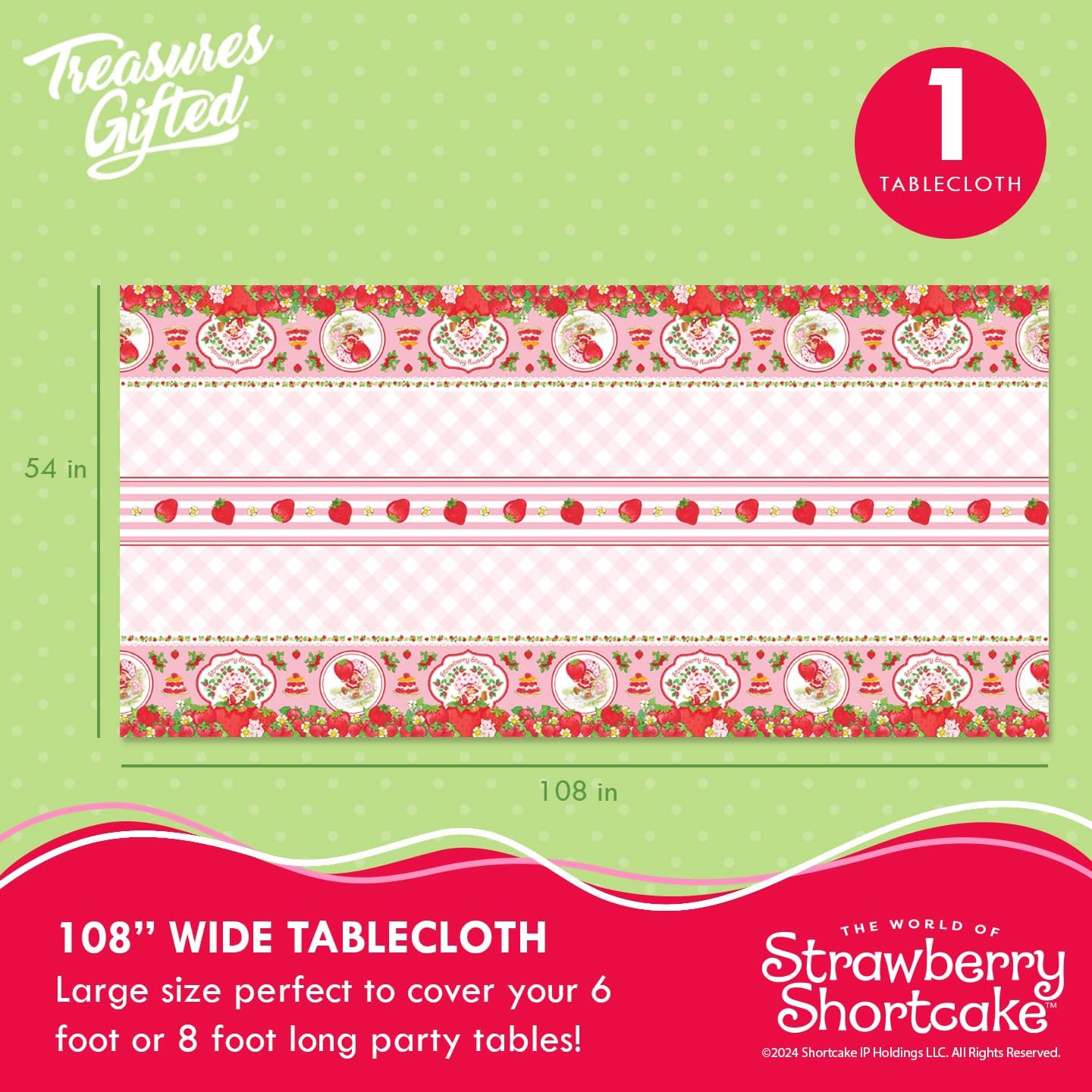 Treasures Gifted Officially Licensed Strawberry Shortcake Decorations - Serves 16 Guests Deluxe Set Strawberry Shortcake Birthday Decorations - Plates, Napkins, & More - Baby Shower Party Supplies