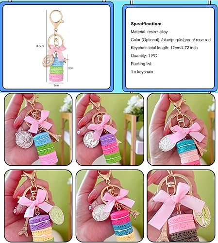 Miniatura 5 de HEEPDD Llavero creativo, llavero con colgante de torre Eiffel de aleación de macarrón (longitud total 4.72 pulgadas)