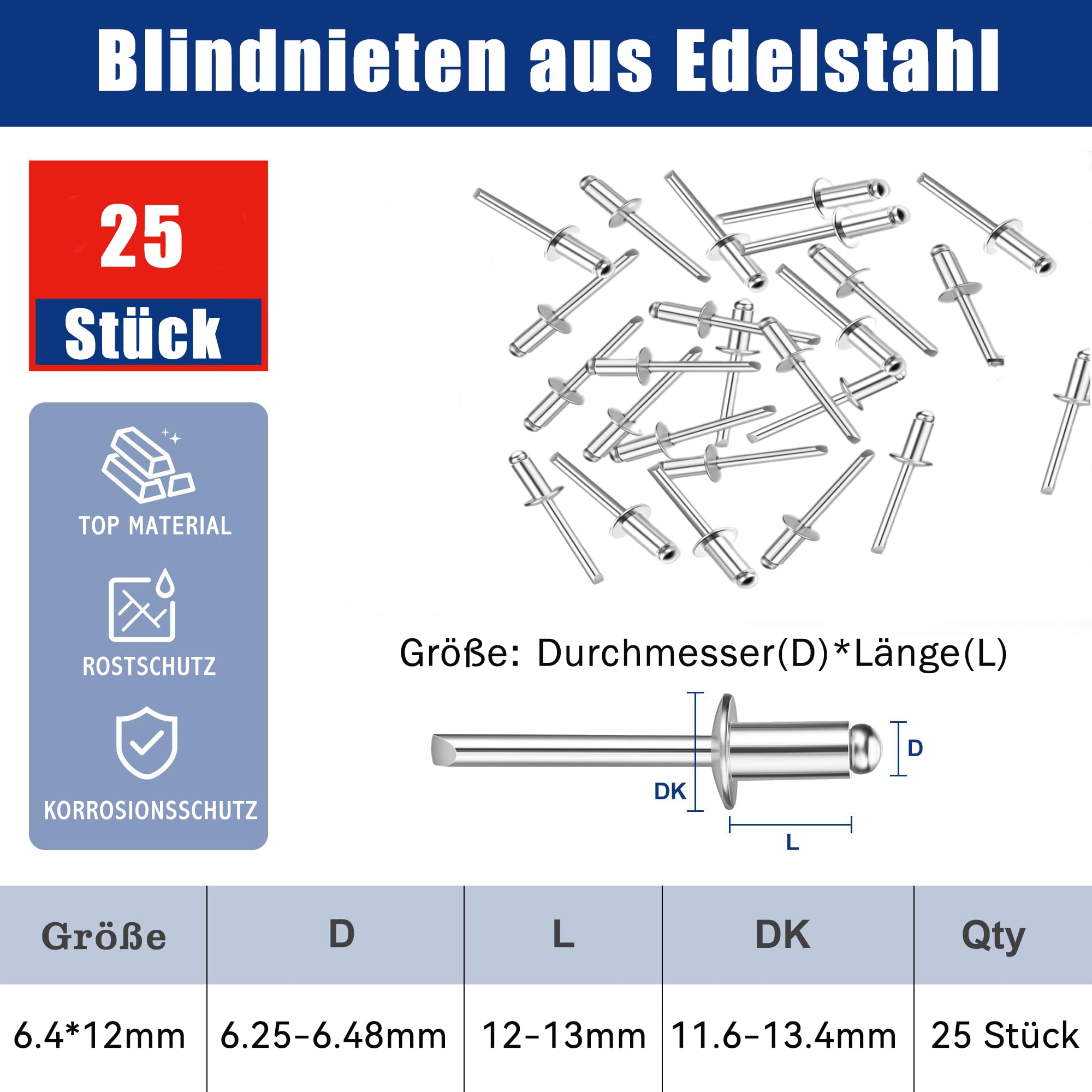 Set 400 Rivetti Ciechi In Alluminio, 400 Rivetti In 4 Diverse Dimensioni Con Cas - Foto 7