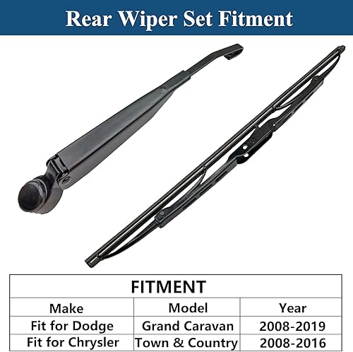 Miniatura 2 de Juego de limpiaparabrisas trasero para Dodge Grand Caravan 2008-2019 / Chrysler Town & Country 2008-2016 Reemplazo de ventana del parabrisas trasero