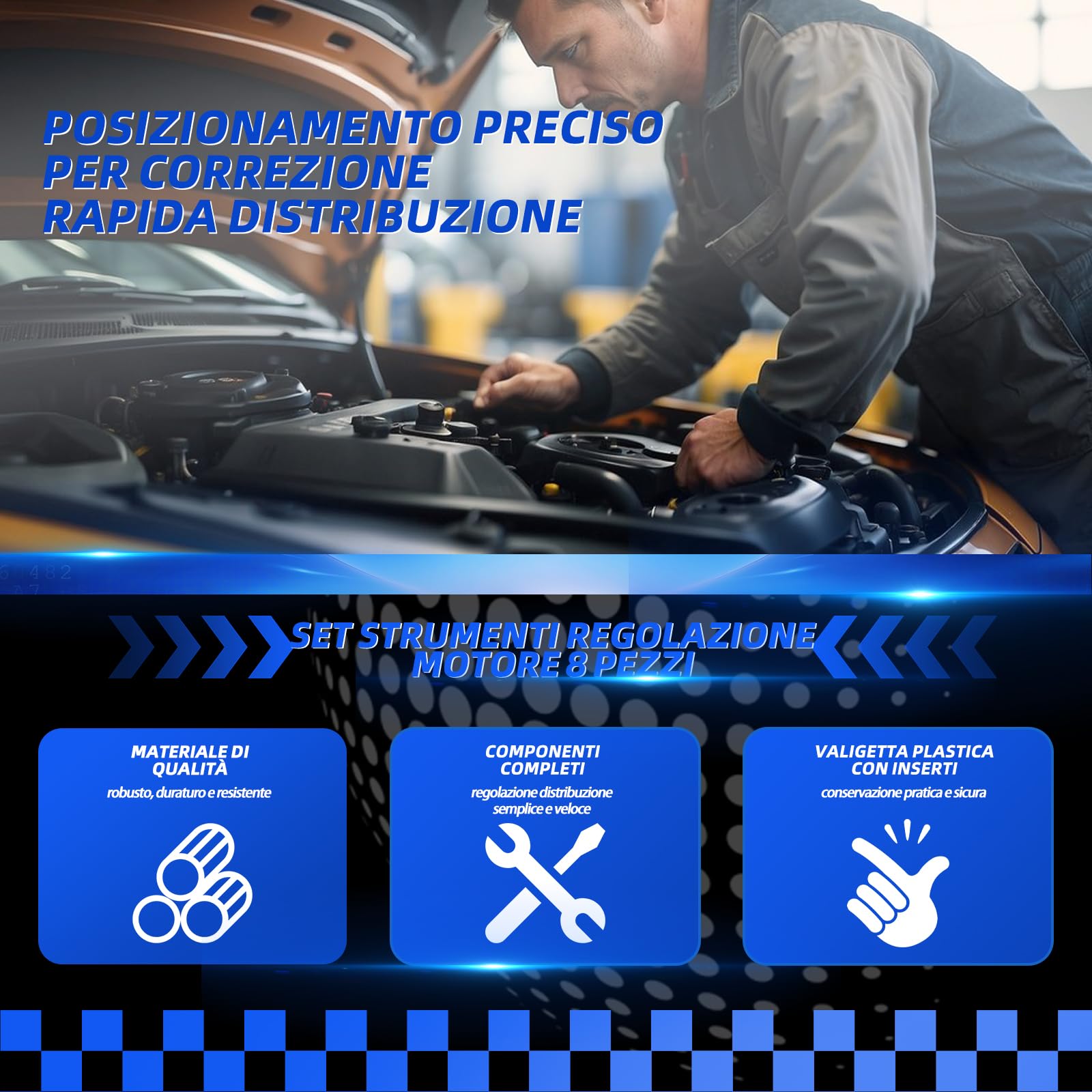 Set di attrezzi di regolazione del motore, cinghia dentata per motori a benzina 1.0 e 1.2 VTi, adatto per Citroën, Peugeot, Opel, Toyota, PSA EB0 (ZMZ), EB2 (HMZ), OEM 0109-2A 0109-2B