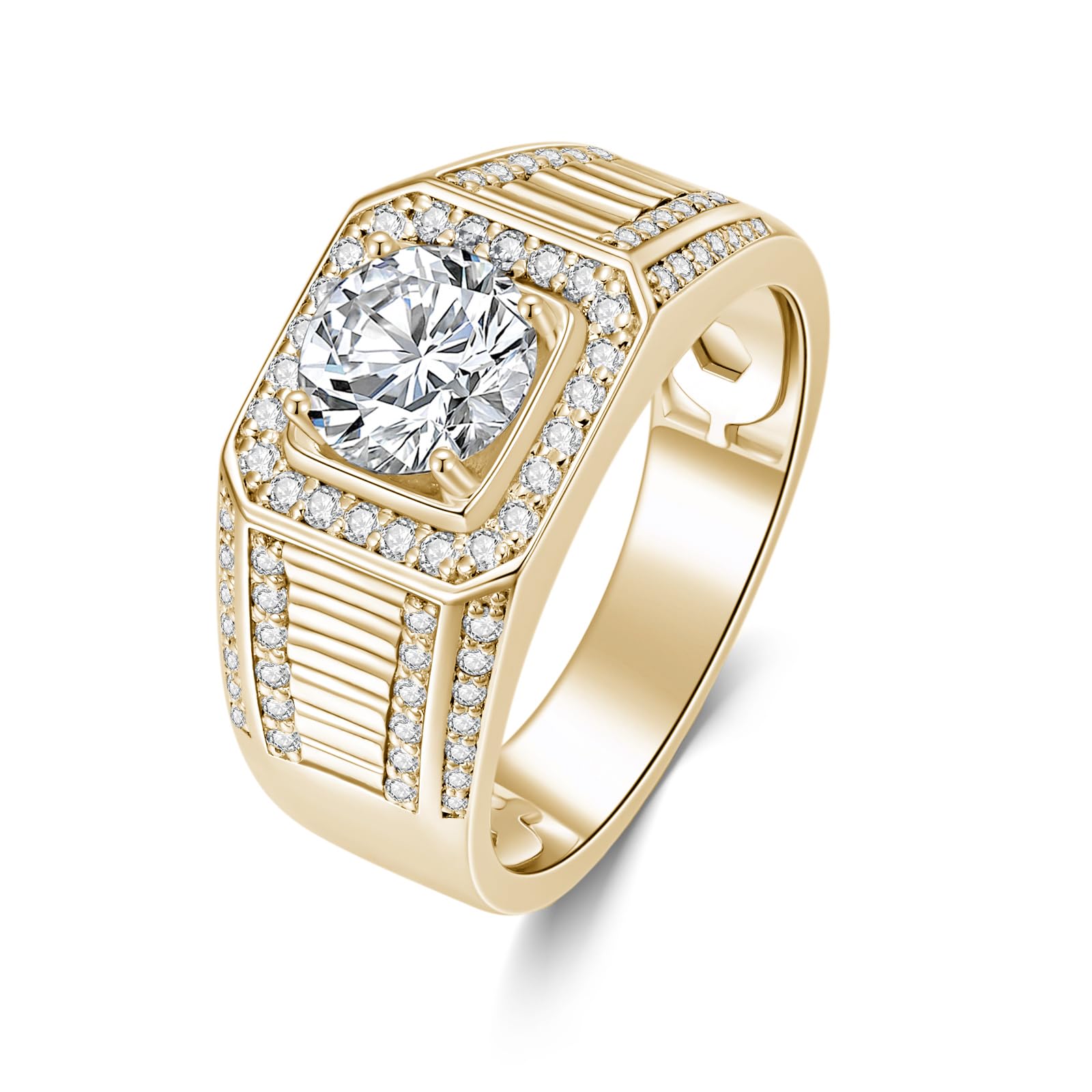 – 1-3CT Moissanite Rings for Men Personalized 9K/14K/18K White/Rose/Yellow Gold or Sterling Silver Solitaire Engagement Ring D Color VVS1 Clarity Round Cut Moissanite Pinky Ring