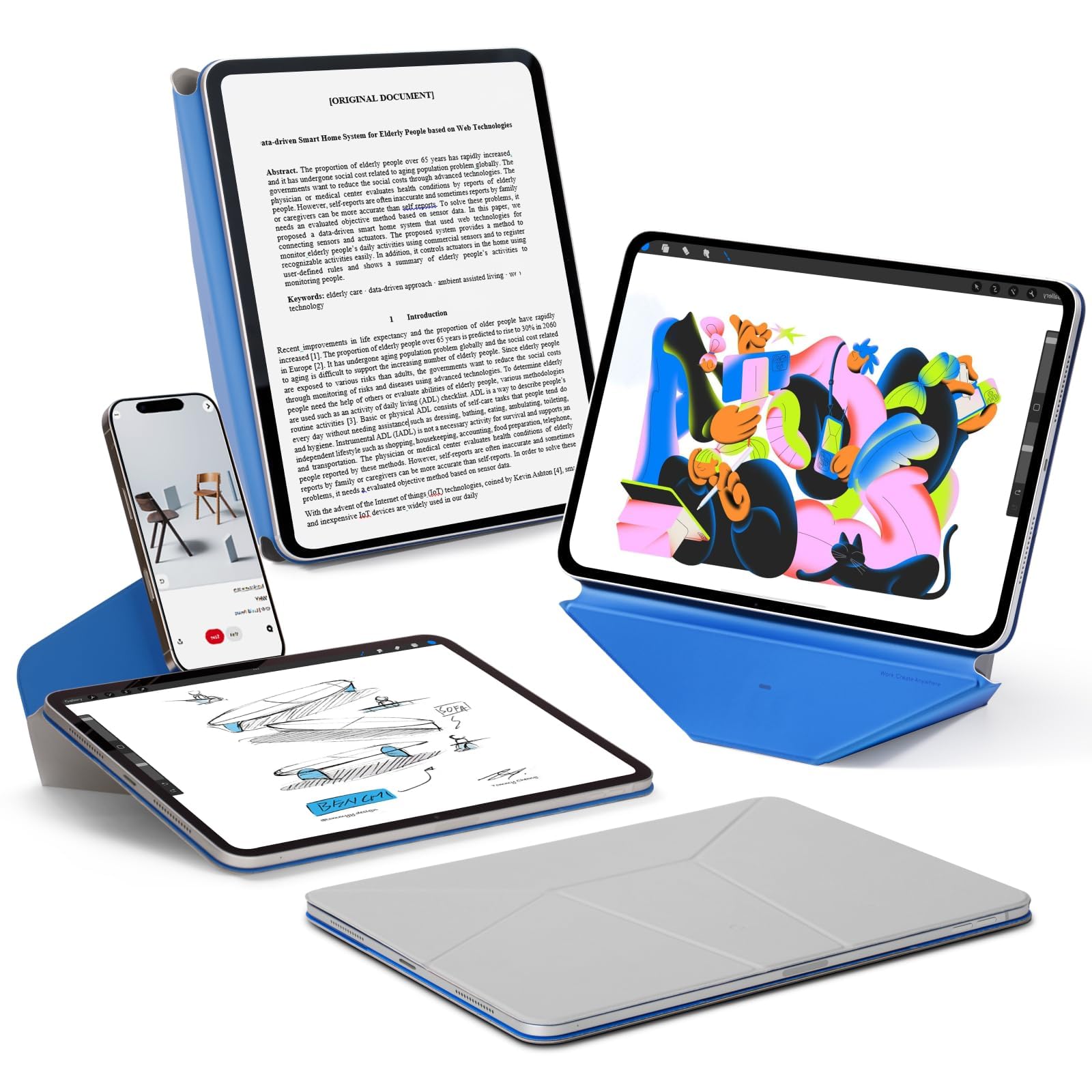 MOFT Dynamic Folio Case for iPad Pro 12.9 Inch 6th &amp; 5th &amp; 4th | 20+ Viewing Angles | Unltr-Thin | Slim | Seamless Snap-on | Magnetic Stand | Portable |Two Tone | Auto Wake/Sleep