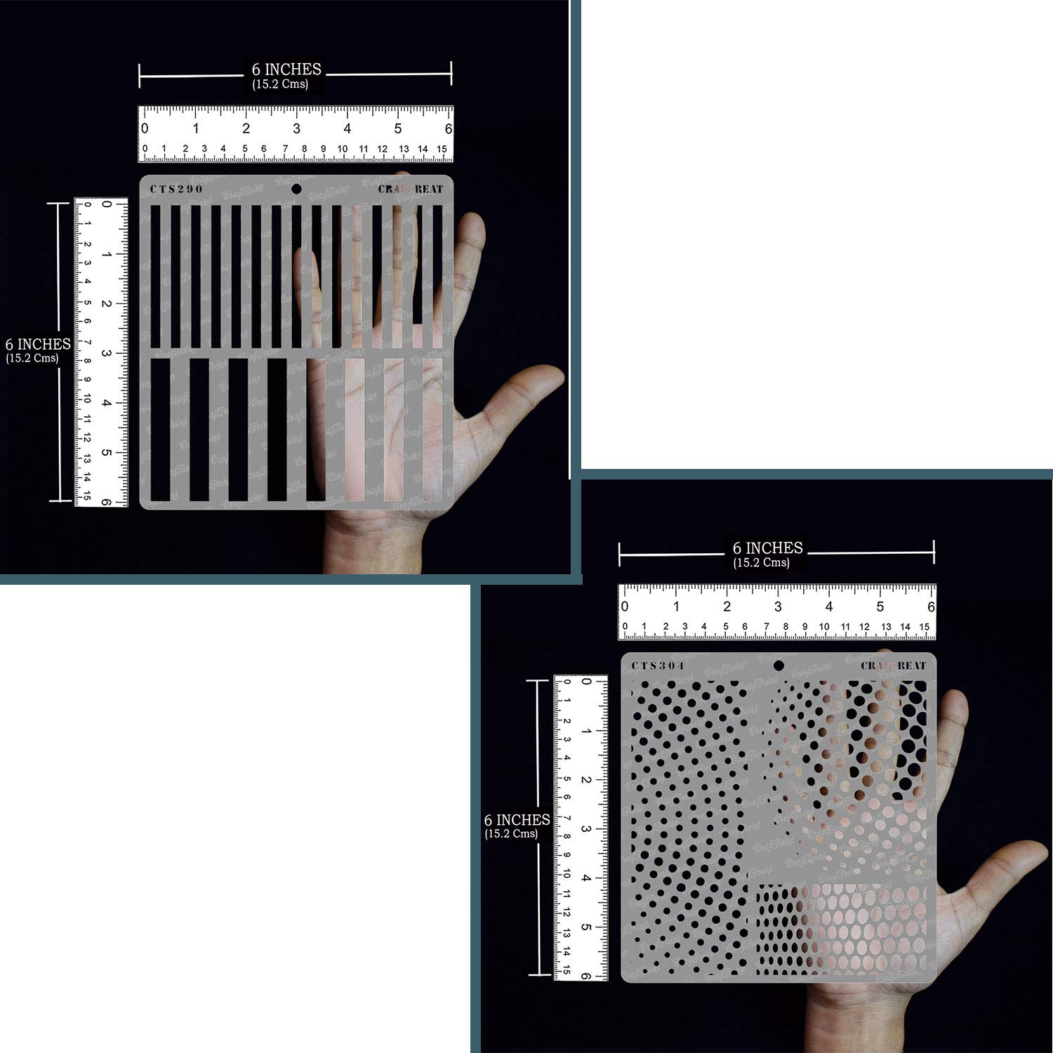 CrafTreat Pochoirs à Motifs Réutilisables Pour Peindre Sur Bois, Murs Et Carrelage – Motifs Vieillis 2 Et Ruche Diamant – Lot De 2 – 15,2 X 15,2 Cm