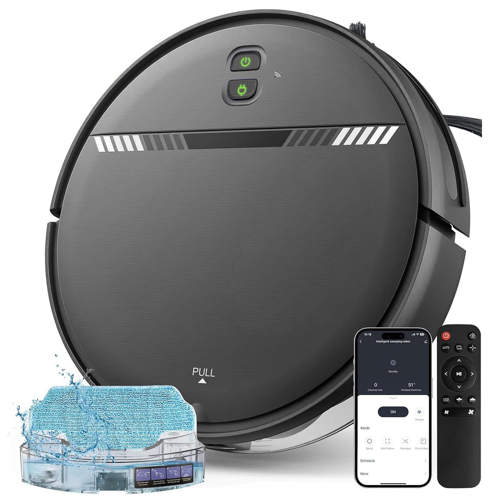 Photo 1 of Robot Vacuum Cleaner, Smart Robotic Vacuum Wi-Fi Connected, App Control, Compatible with Alexa and Google Assistant, Automatic Self-Charging Robot Vacuum Perfect for Pet Hair, Carpets and Hard Floors