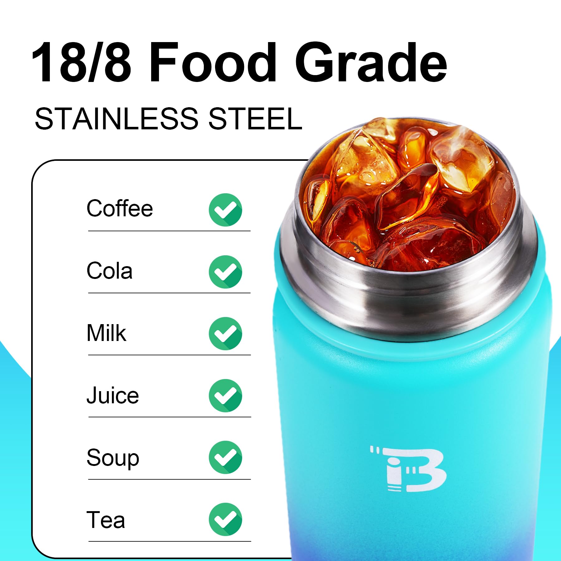 TOPBADE 1000 ml Borraccia Termica con 2 Coperchi (Cannuccia & no Cannuccia), 1L Bottiglia Termica con Manico Paracord Senza BPA/Senza Perdite Borracce Acciaio Inox per Scuola, Sport, Palestra