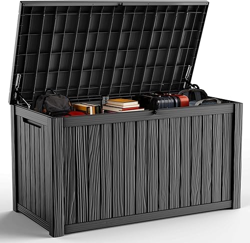 DRATO Caja de cubierta de 200 galones, caja grande de resina impermeable para muebles de patio, cojines de patio, herramientas de jardinería,