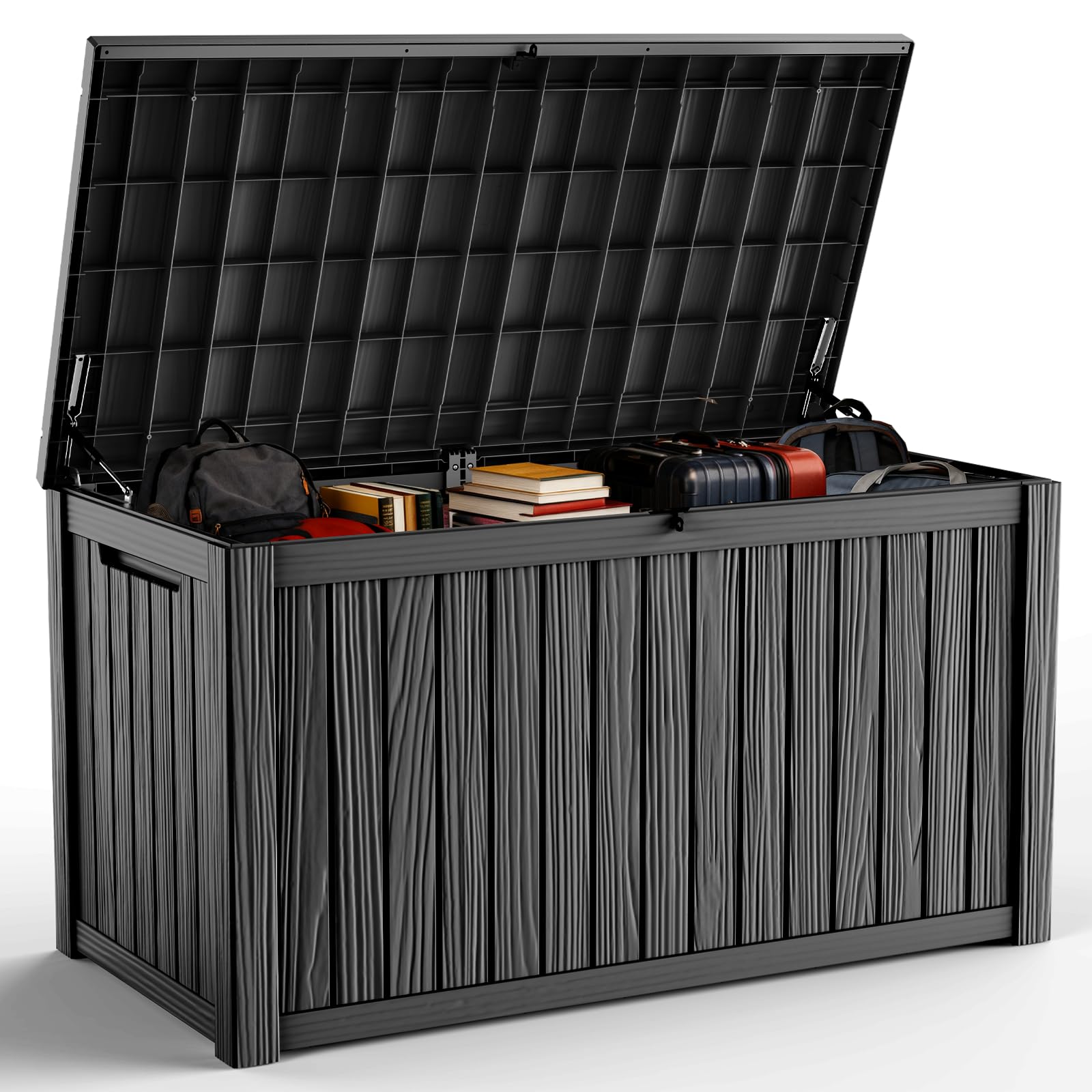 DRATO 200 Gallon Deck Box, Waterproof Resin Large Outdoor Storgae Box for Patio Furniture, Patio Cushions, Gardening Tools, Pool Supplies, Lockable（