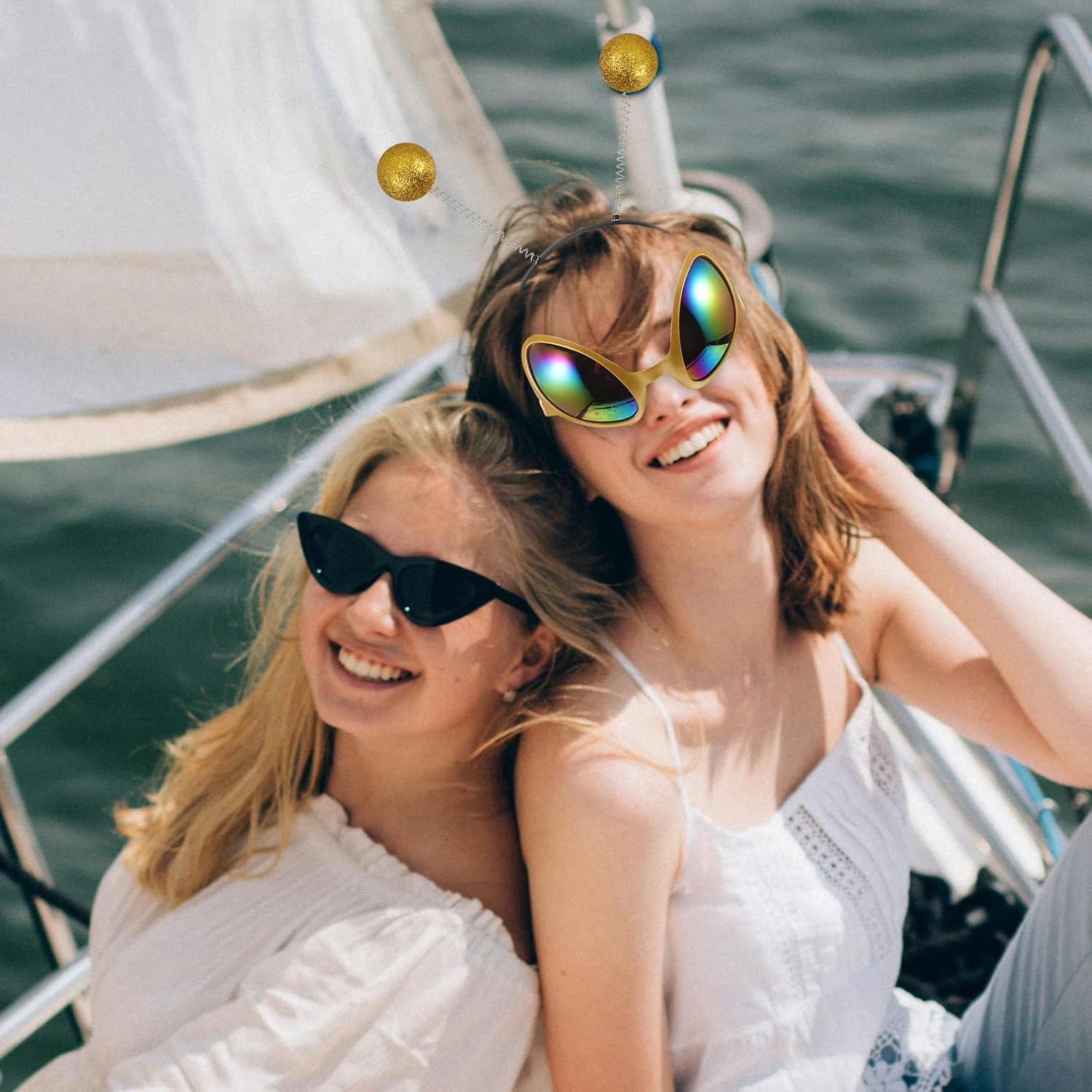 Veemoon Glasses Headband Party Accessory with Comfortable Curved Legs Durable Plastic Rave Sunglasses for Men and Women