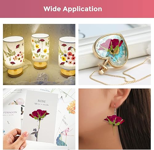 Miniatura 5 de Flores de rosas secas con tallo para resina, 42 rosas naturales prensadas reales, flores secas para resina, bricolaje, joyería, adorno,