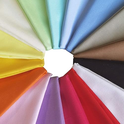 Miniatura 3 de 16 piezas de tela de algodón de 18 x 22 pulgadas, tela precortada sólida de primera calidad, acolchado puro, paquetes de retazos para coser