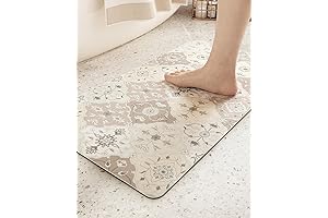 Color&Geometry Boho Bathroom Rug: 17"x30", Quick Dry Absorbent, Non-Slip Rug, Aesthetic Bath Mat