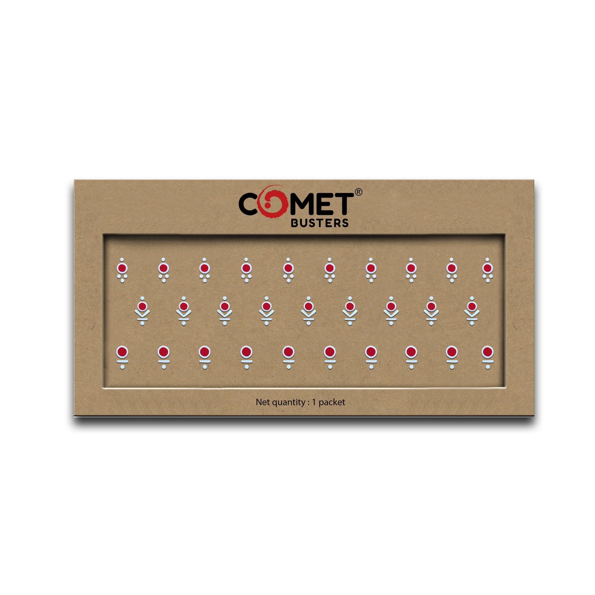 Comet Busters® Red & White Designer Bindis – Modern Mixed Size Forehead Bindi – Reusable Self Adhesive (Multisized) 30 Bindis – Stylish Bindi for Women & Girls (CBIN2492)-image-34