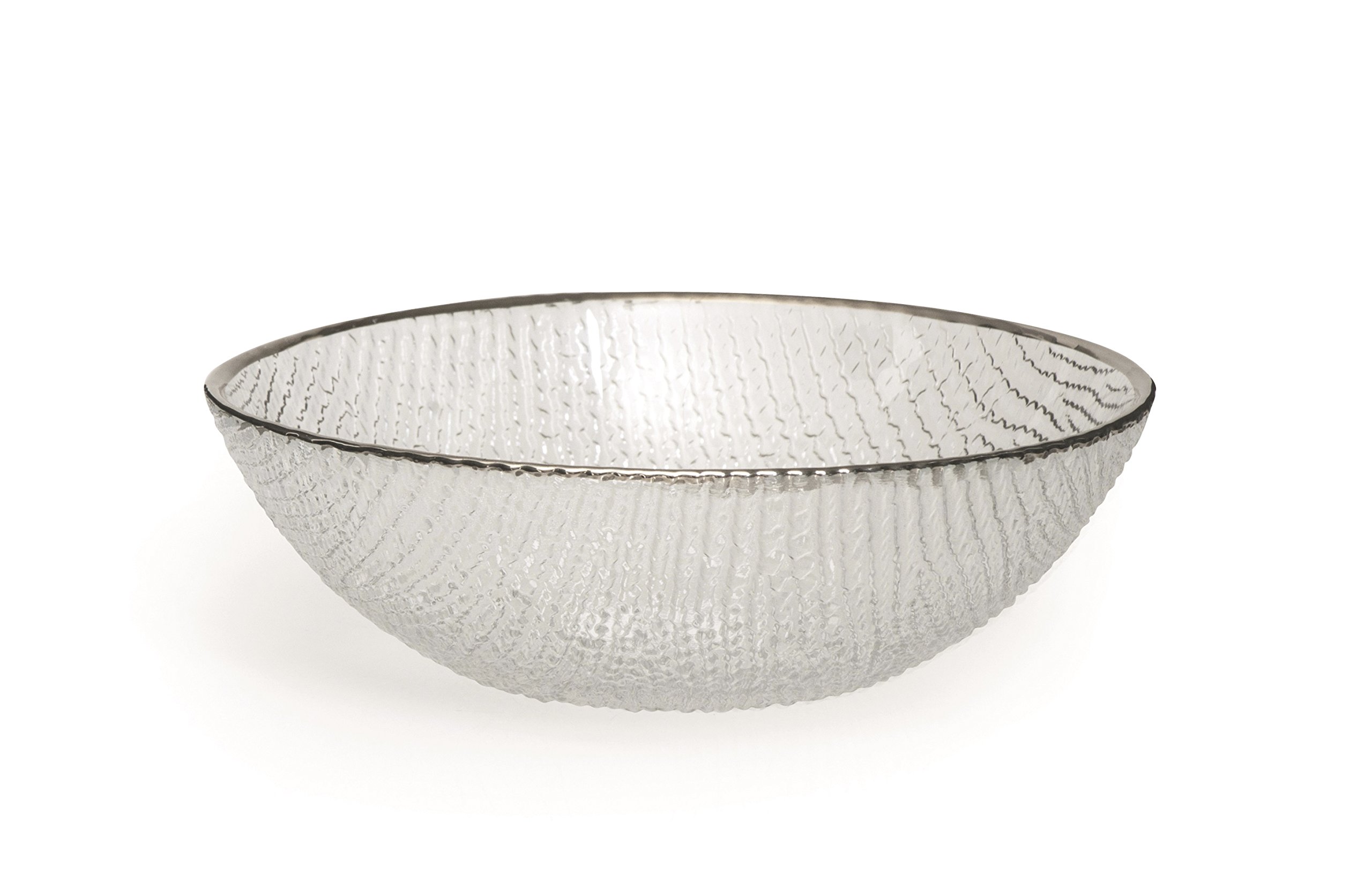 Excelsa Platinum Cup, Glass, Transparent/Silver Border, 16 x 16 x 6 cm
