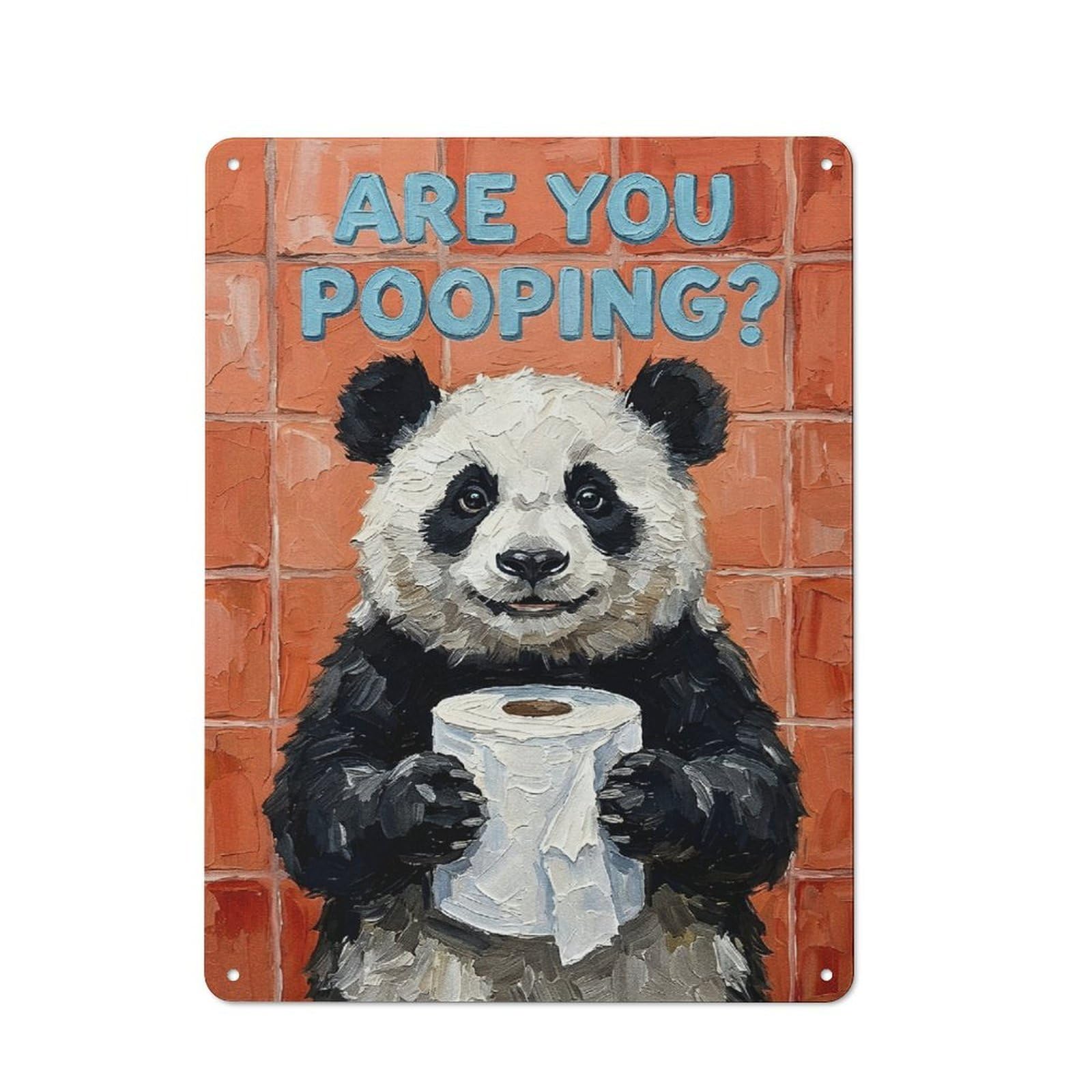 Industrial Are You Pooping Panda Art Retro Metal Sign 40x30cm, Shed Wall Plaque for Garage, Workshop, Shed Or Utility Room