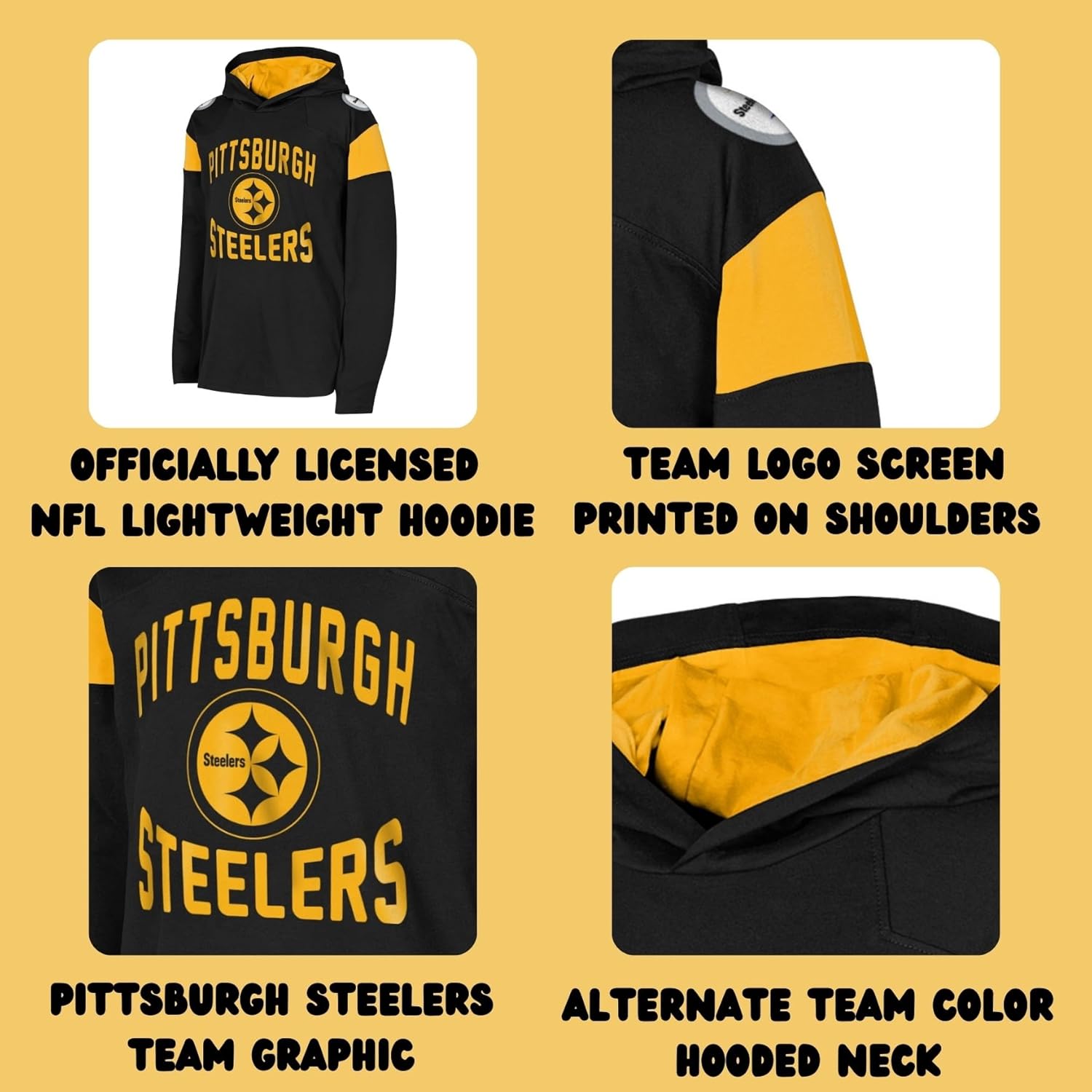 Outerstuff NFL Kids Youth 8-20 Official Licensed Team Color Primary Logo The Champ Lightweight Long Sleeve Football Hoodie