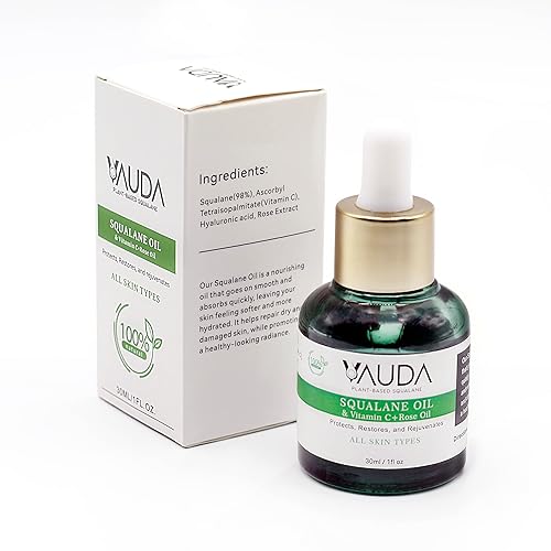 Miniatura 6 de VAUDA Aceite de escualano 100% para la cara con vitamina C y aceite de rosa - 1.0 fl oz aceites faciales antienvejecimiento e hidratantes para