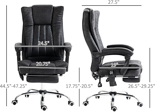 Miniatura 30 de Vinsetto Silla de oficina de masaje de vibración de 6 puntos, silla de computadora con respaldo alto con calor, altura ajustable, respaldo Azul