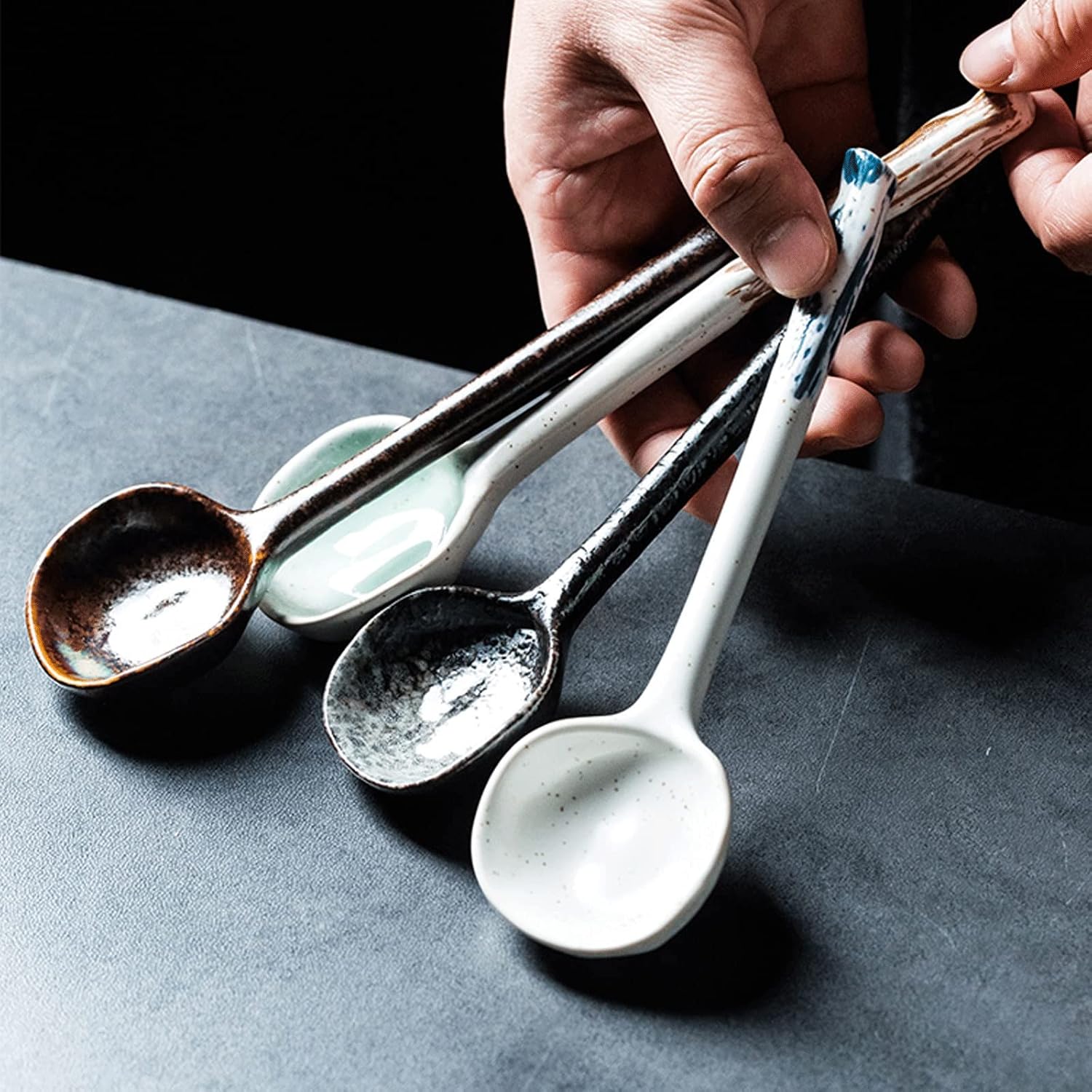 Soup Spoon Ceramic Spoons, Household High-Value, Meal, Coffee, Exquisite and Beautiful, Kitchen Utensils Ladle