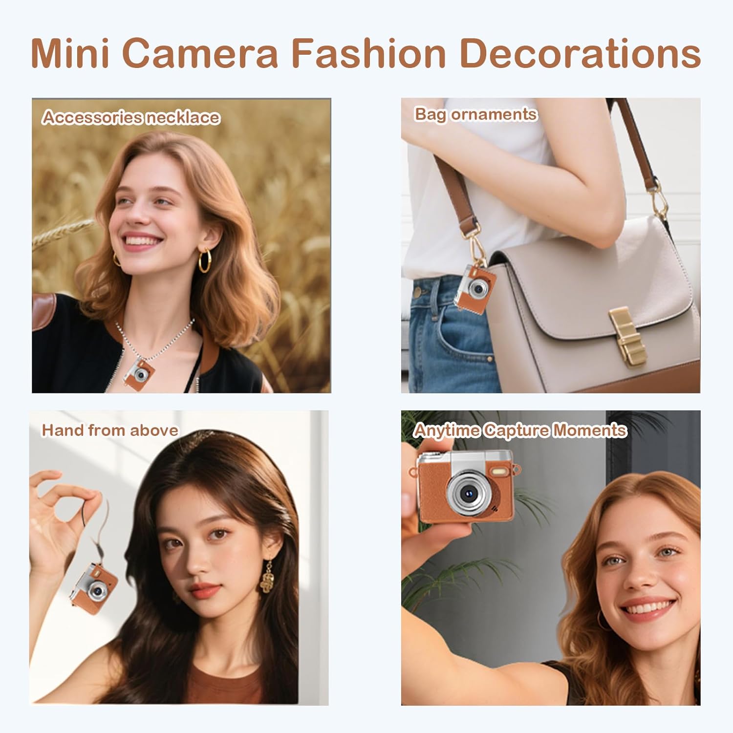 Mini Keychain Digital Camera, Retro CCD Camera 1080P Flip the Lens Digital Camcorder with 32GB Card & 3-in-1 Card Reader, Portable Tiny Camera for Kids, Beginner, Travel, Party and Vlog(Brown)