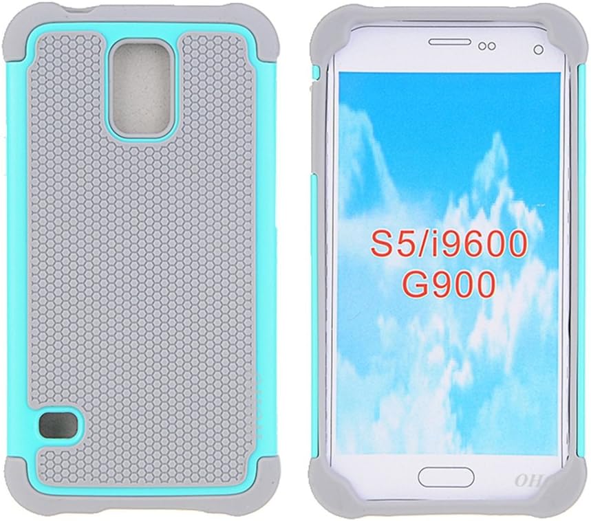 Galaxy S5 Case,OHOH [Shock Absorbent] [Impact Resistant ] Samsung Galaxy S5 Case,Rubber&Plastic Hybrid Full-Body Shockproof Drop Resistant Protective Case Cover for Samsung Galaxy S5 (Hot Blue)