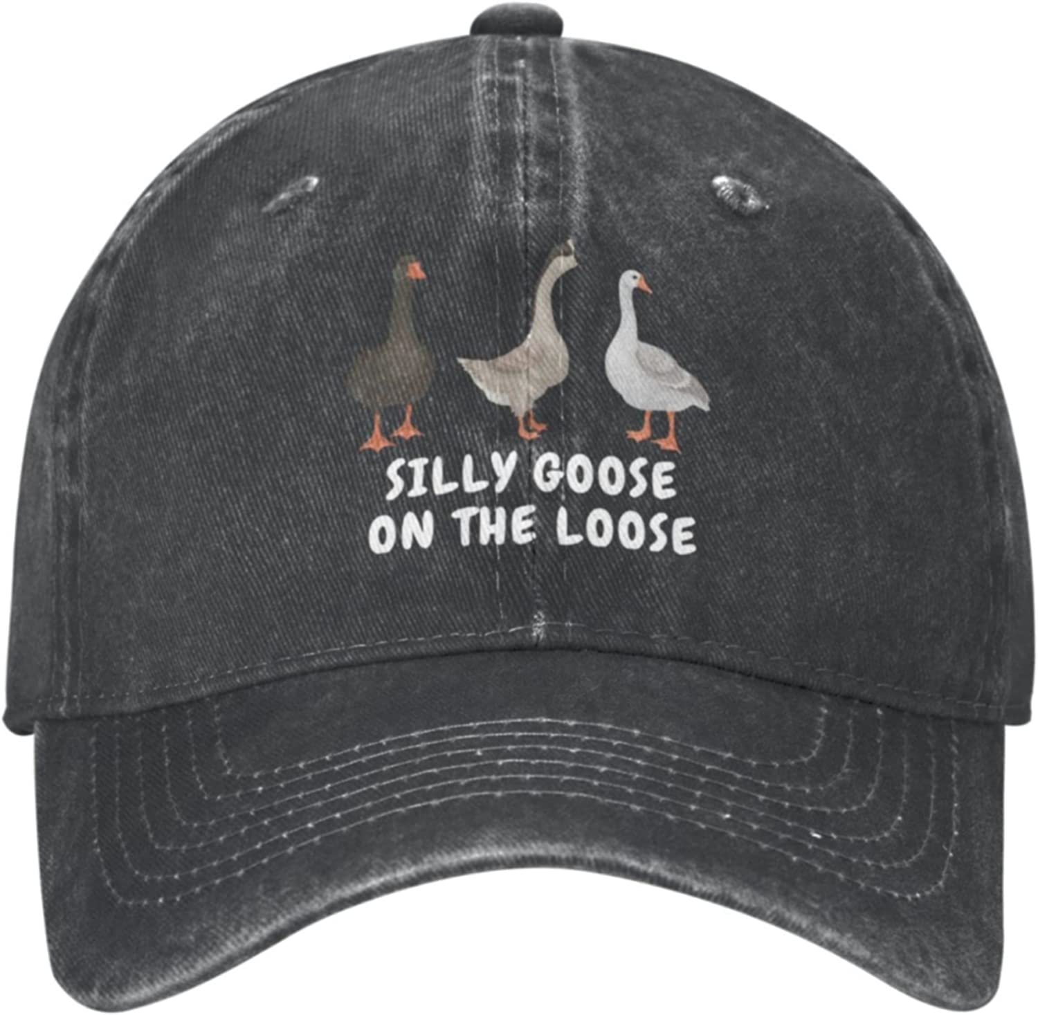 Lsjuee Hat Silly Goose On The Loose Hat Men Baseball Hats Funny Cap Black