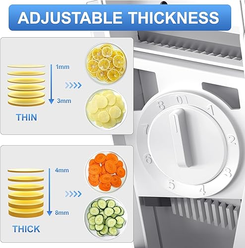 Miniatura 4 de Cortador de mandolina segura, rebanador de patatas, rebanador de alimentos vegetales, grosor ajustable para pepino, cebolla, zanahoria y limón