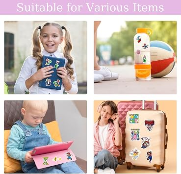 Super Bro 100PCS Cartoon Stickers, Kawaii Decals for Kids, PVC Waterproof Vinyl Cute Anime Stickers for Water Bottles Laptop Guitar Skateboard Scrapbook