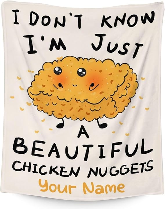 Mercuryelf Custom Chicken Nugget Blanket - Soft, Fuzzy & Warm - 60x80 Inches Flannel Throw Blankets for Bed, Couch - Beige Cute Throws Gift for Women, Men