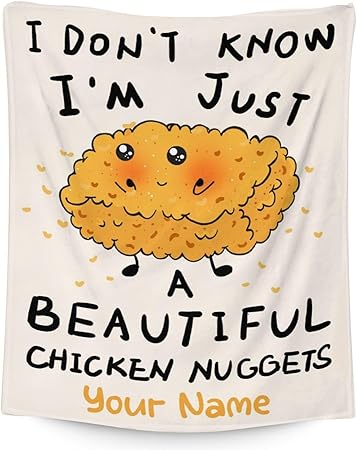 Mercuryelf Custom Chicken Nugget Blanket - Soft, Fuzzy & Warm - 60x80 Inches Flannel Throw Blankets for Bed, Couch - Beige Cute Throws Gift for Women, Men