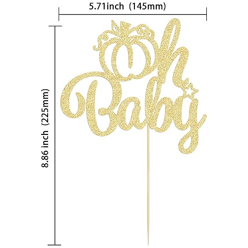 Miniatura 2 de Gyufise 1 decoración de pastel de calabaza Oh Baby con purpurina con temática de otoño, calabaza, baby shower, decoración para baby shower, niños,