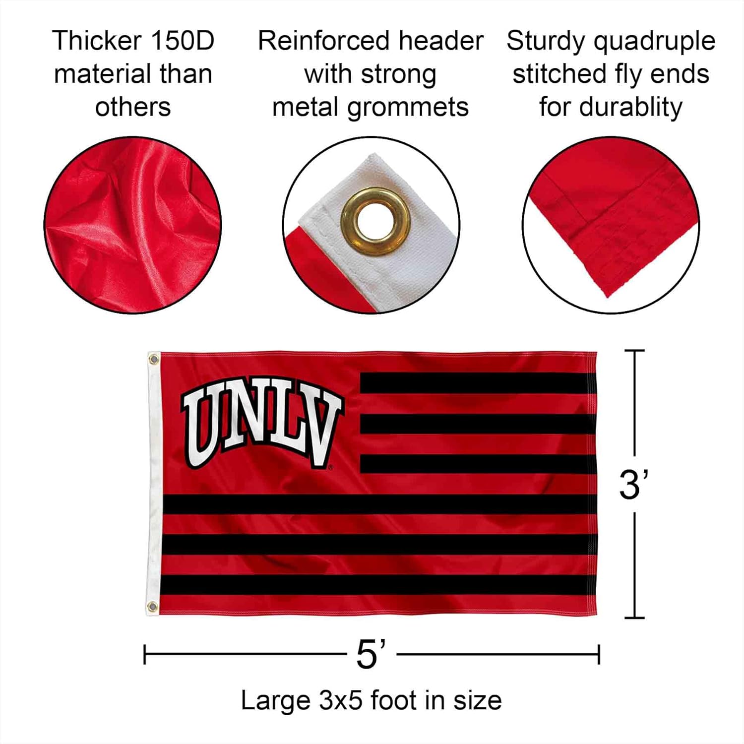 UNLV American Stripes Nation Flag - Image 2