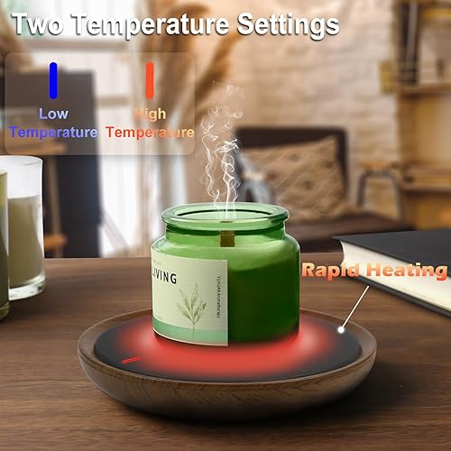 Miniatura 4 de Calentador de taza de café, calentador de velas, estilo de grano de madera, calentador de cera para cera perfumada, calentador de café eléctrico