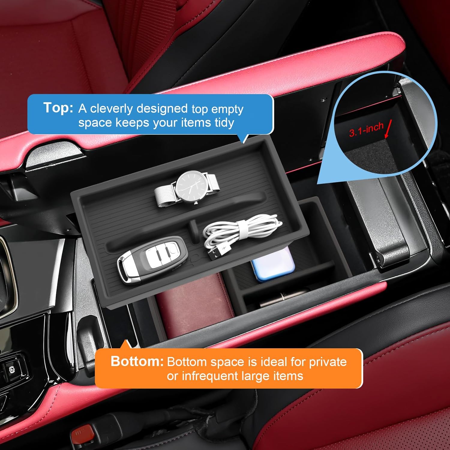 Double-Layer 2022-2026 NX 250/350/350h/450h+ Center Console Organizer for Lexus NX, Durable Silicone Console Tray Insert 2025 2026 NX250/350/350h/450h+ Accessories