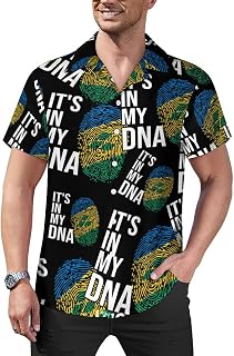 It's in My DNA Saint Vincent and Grenadines Flag Mens Shirts Hawaiian Short Sleeved Cuban Collar Graphic Tees Tops