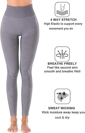 Womens High Waisted Seamless Leggings Tummy Control Workout Gym Athletic Yoga Pants Butt Lift Compression Skinny Tights