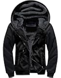 Men Zip Up Hoodies Sherpa Lined Jacket Heavyweight Fleece Sweatshirt Winter Warm Hooded Coat